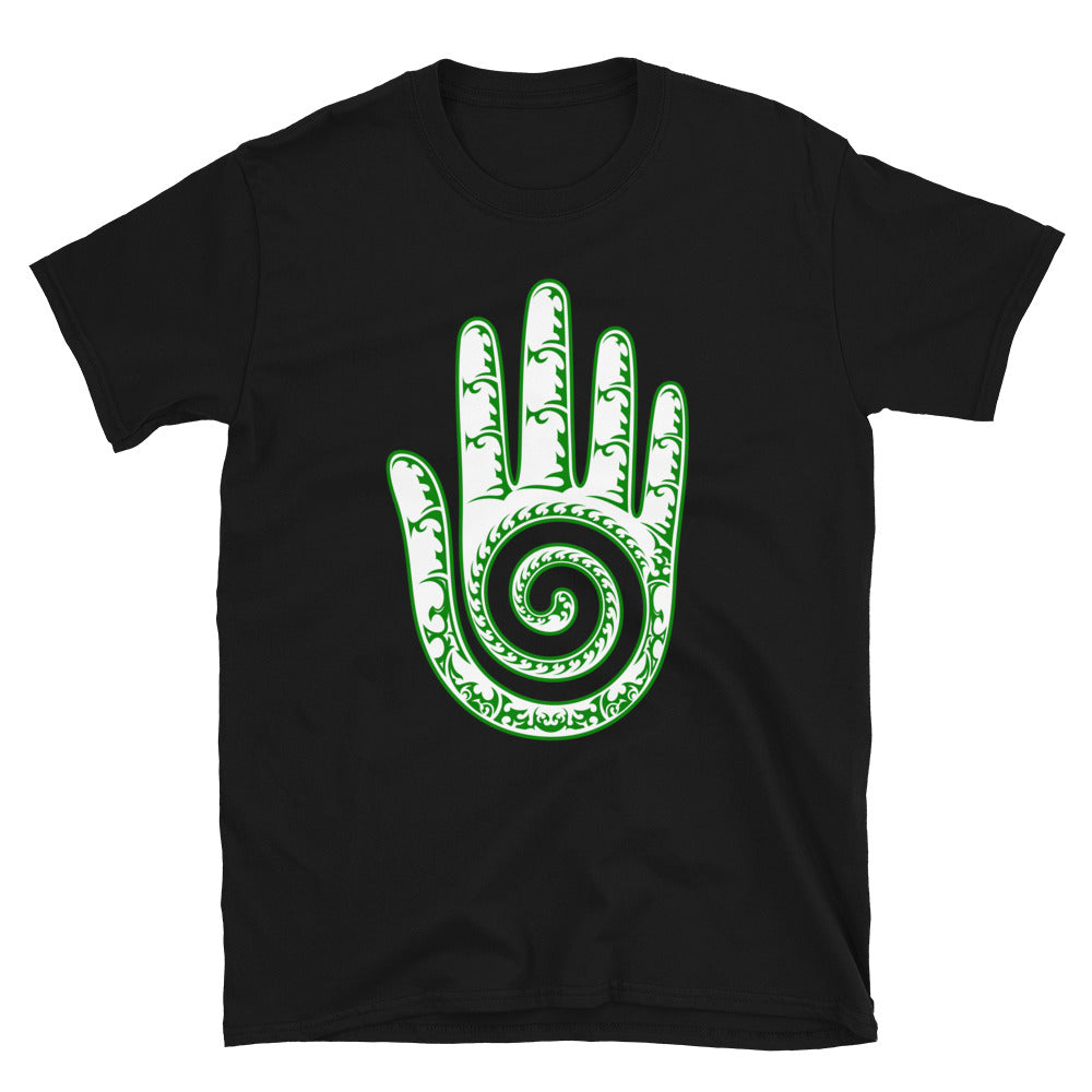 Green ring-spun cotton Shaman's Healing Hand T-Shirt