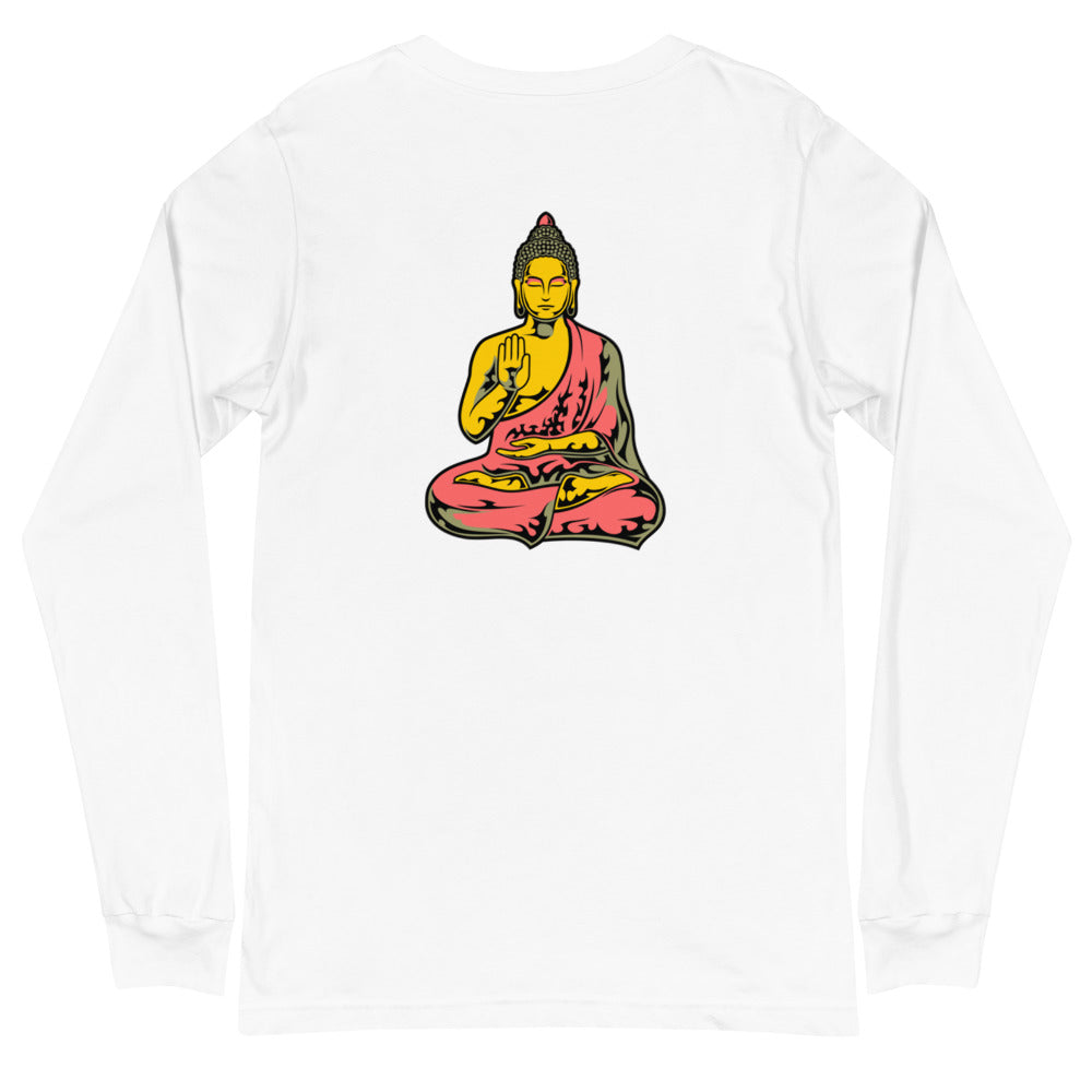Buddha_Colors_YRG Multi-Color Long Sleeve Tee Front - Back Design