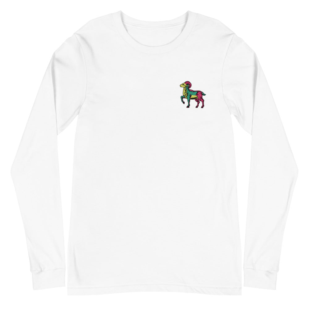 Aeries1_ColorsGYR Multi-Color Long Sleeve Tee Front - Back Design